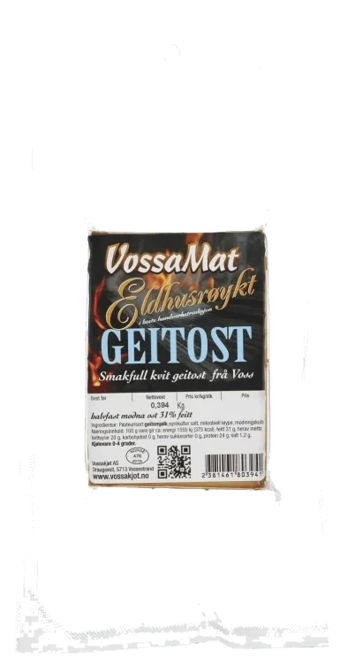 Eldhusrøykt Geitost Ca 400g Vossakjøt