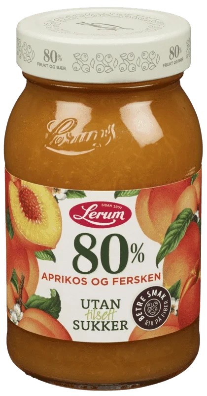 Aprikos-ferskensyltetøy Utan Tilsett Sukker 335g Lerum