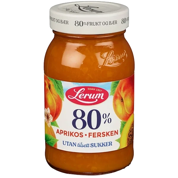 Aprikos-ferskensyltetøy Utan Tilsett Sukker 335g Lerum