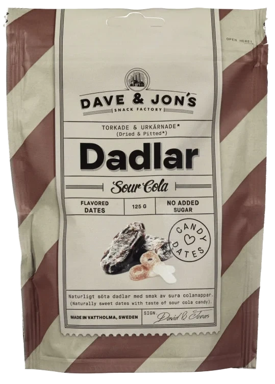 Dadlar Sour Cola 125g Dave & Jon's