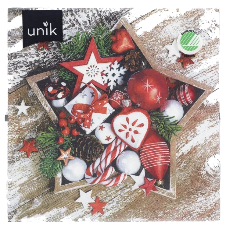 Serviett Jul Stjernemotiv 20stk Unik