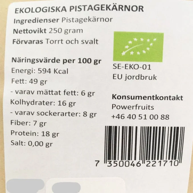 Pistagekärnor Eko