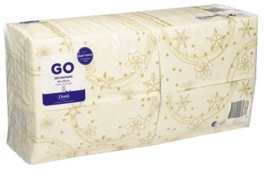Serviett 3l40cm 1/8hbr Star Shine Cream