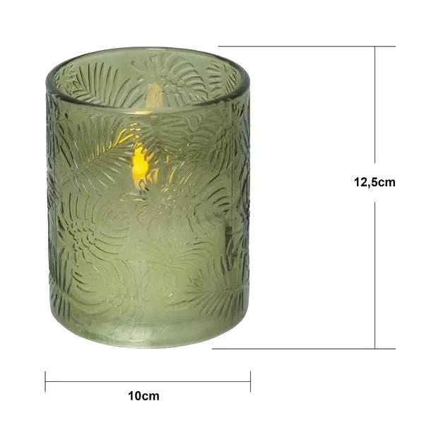 Blockljus LED Flamme Leaf Grön 10x12,5cm