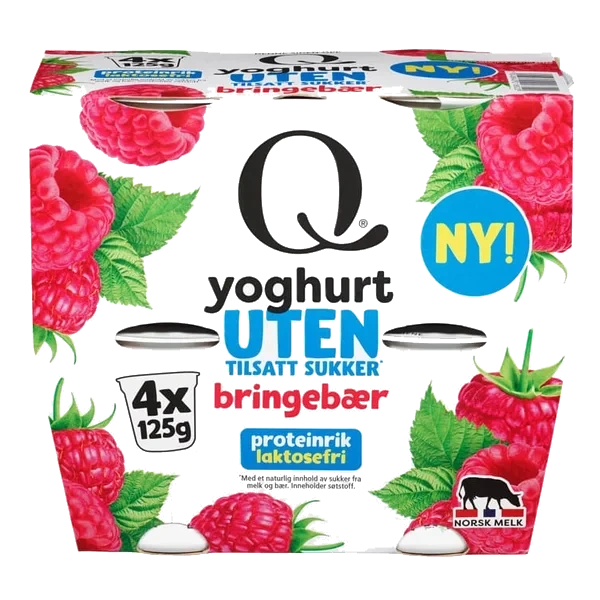 Yoghurt Bringebær Uten 4x125g Q