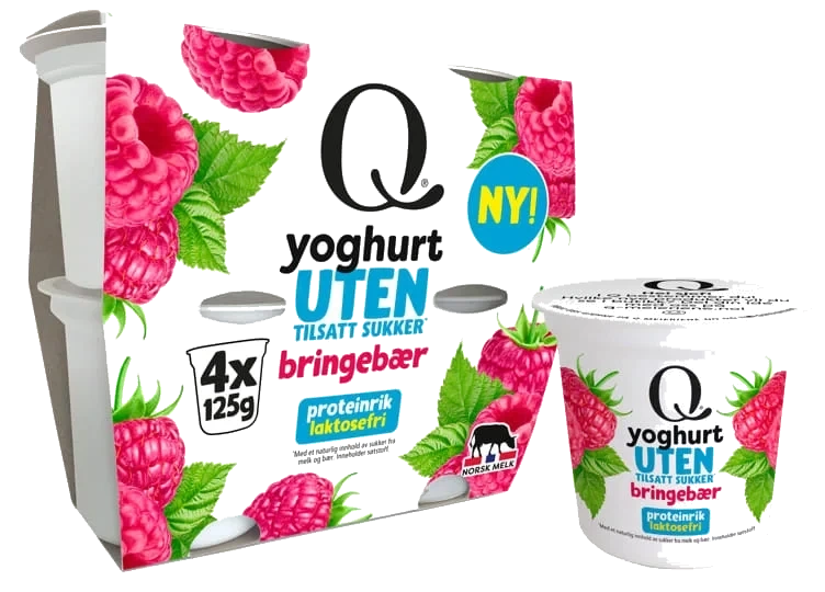 Yoghurt Bringebær Uten 4x125g Q