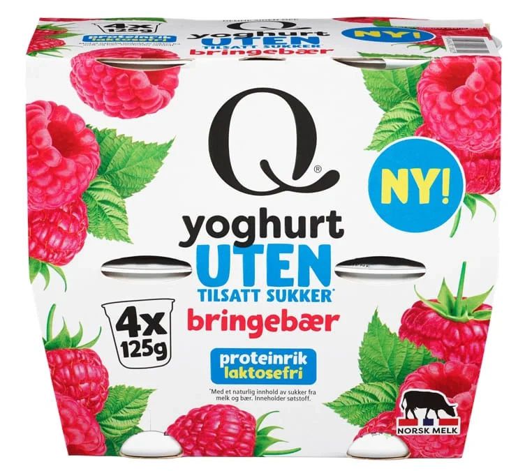 Yoghurt Bringebær Uten 4X125g Q