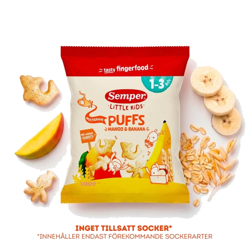 Multigrain Puffs Mango & Banan EKO 1-3År