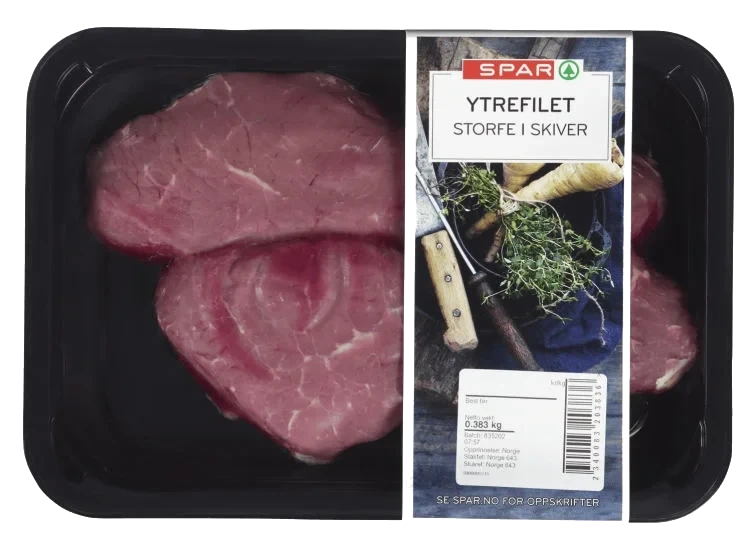 Storfe Ytrefilet skiver Ca400g Spar