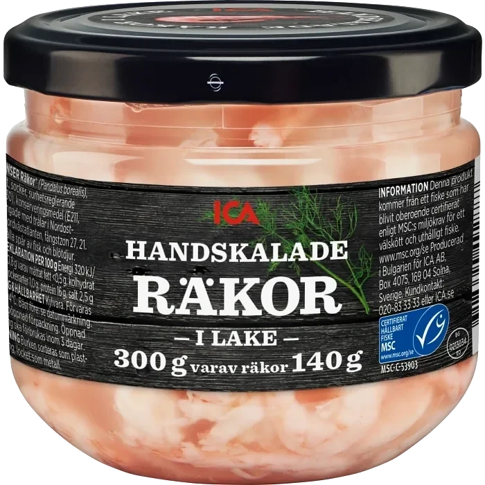 Räkor handskalade i lake 140g ICA