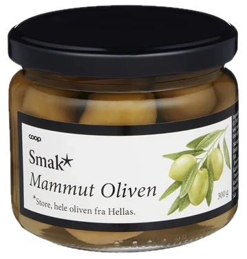 Smak Grønne Hele Oliven Mammut 300g
