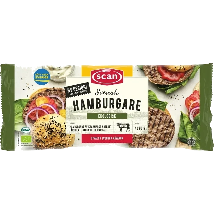 Hamburgare Fryst 4x90g 360g KRAV Scan