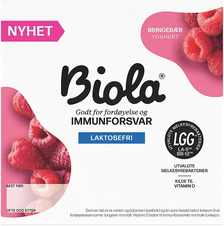 Biola Yoghurt Bringebær 4x125g