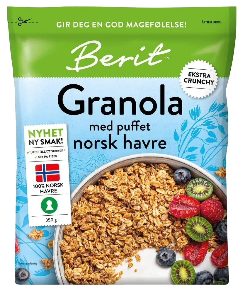 Granola med puffet norsk havre