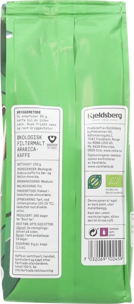 Økologisk filtermalt kaffe