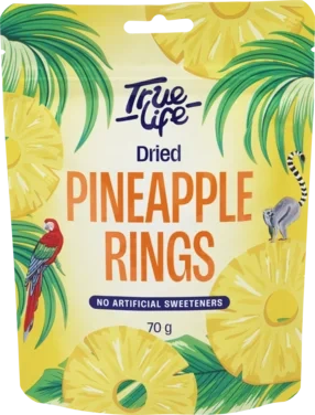 Tørket Ananasringer 70g True Life