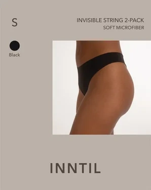 Women's Invisible String, 2-pk, Black, S