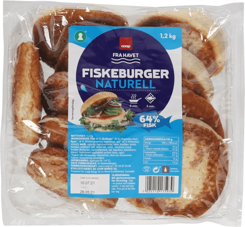 Coop Fra Havet Fiskeburger Naturell 1,2kg