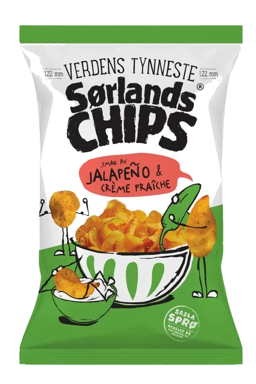 Verdens Tynneste Sørlandschips Jalapeño & Crème Fraîche 240g