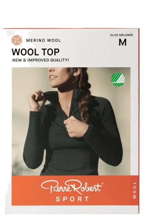 Wool Top Sport Olive Melange Xl Pierre-Robert