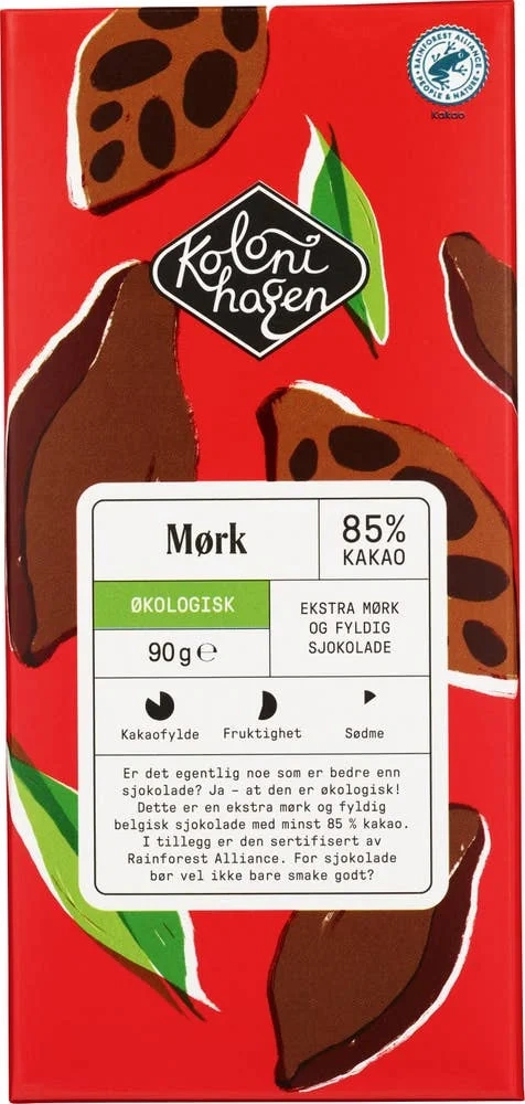 Økologisk mørk sjokolade 85%