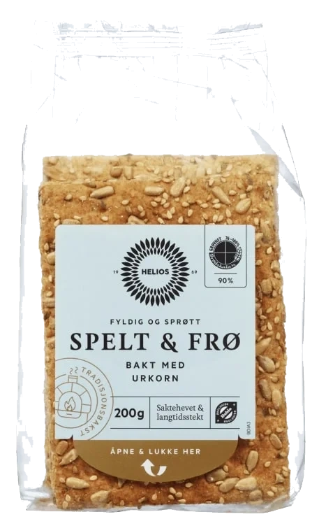 Helios Knekkebrød Spelt & Frø 200g Økologisk