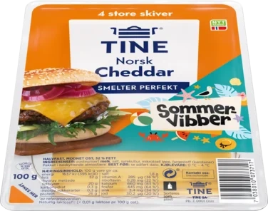 Cheddar Norsk skivet 100g Sommevibber Tine