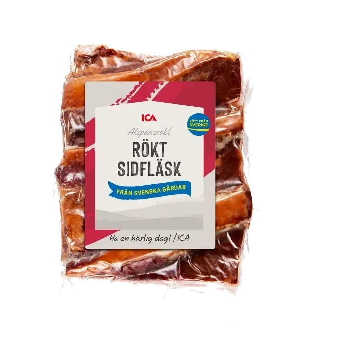 Rökt sidfläsk i bit ca 400g ICA
