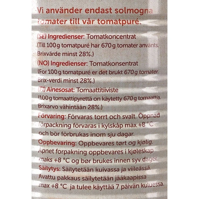Tomatpuré Dubbelkoncentrerad